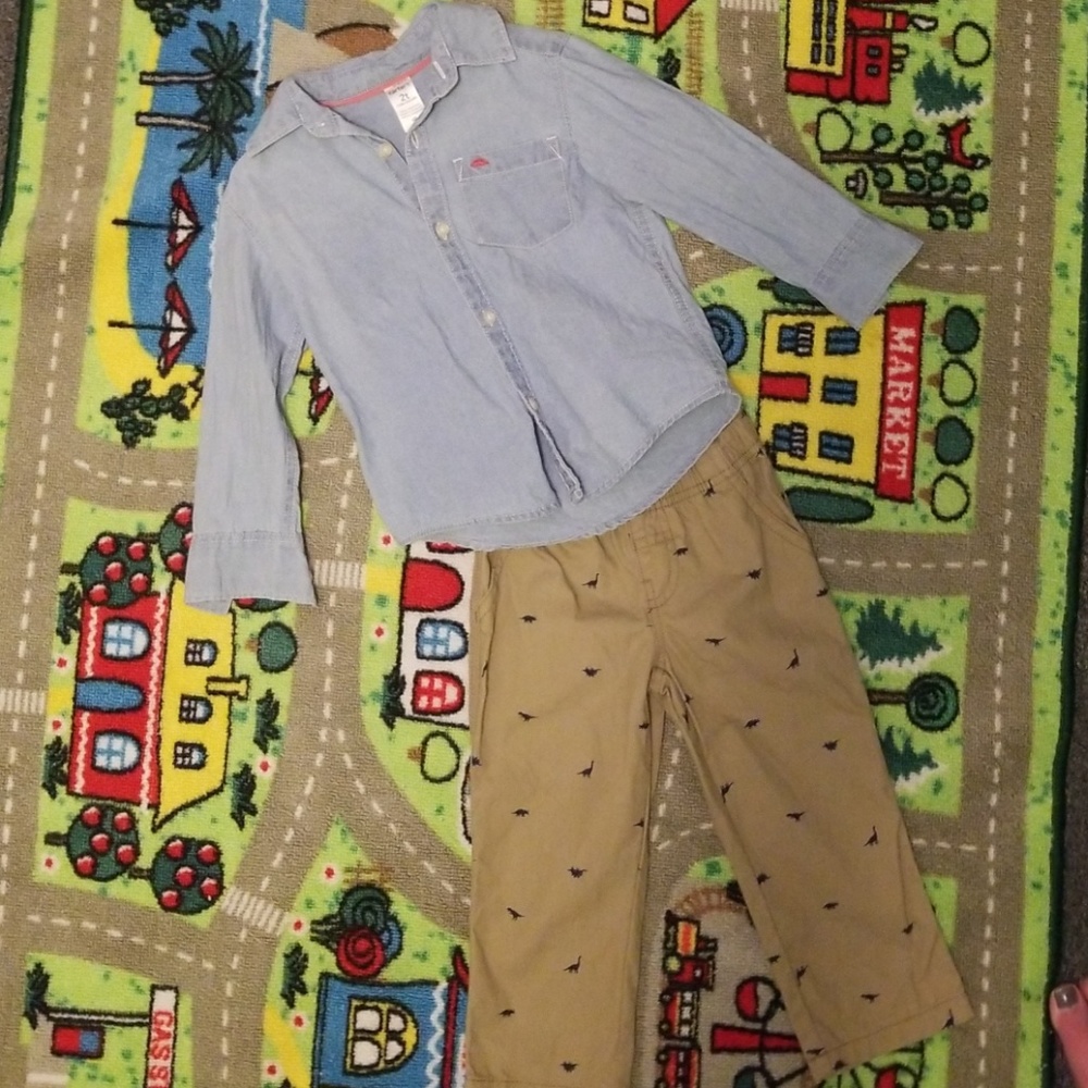 2t Carters Dino Slack and Button down